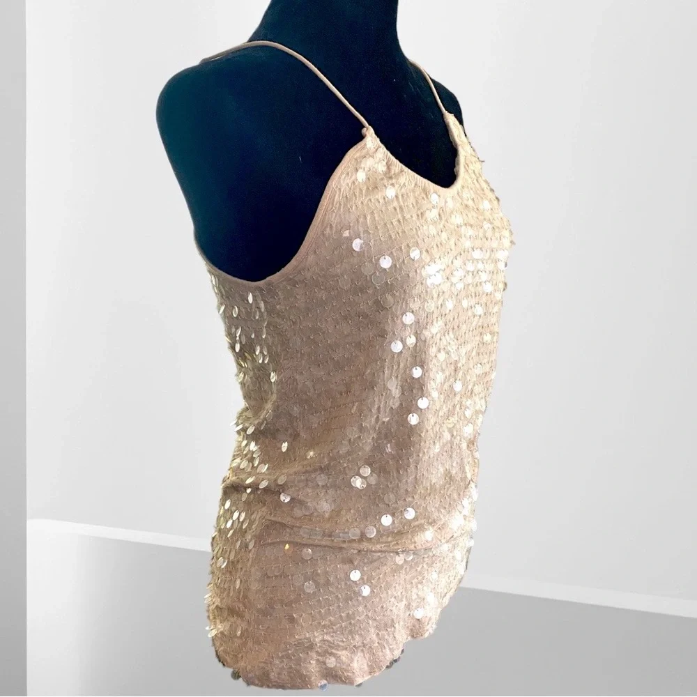 Club Monaco Nude Body-con Sequined Tank.  Great preworn condition.  Size XS - Picture 3 of 11